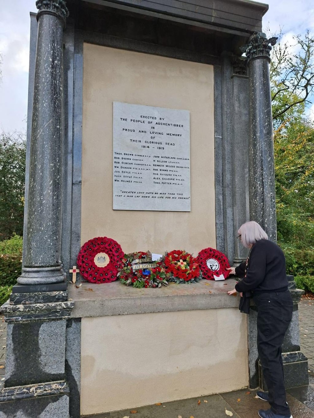 Wreaths laid at the war memorial on Remembrance Sunday