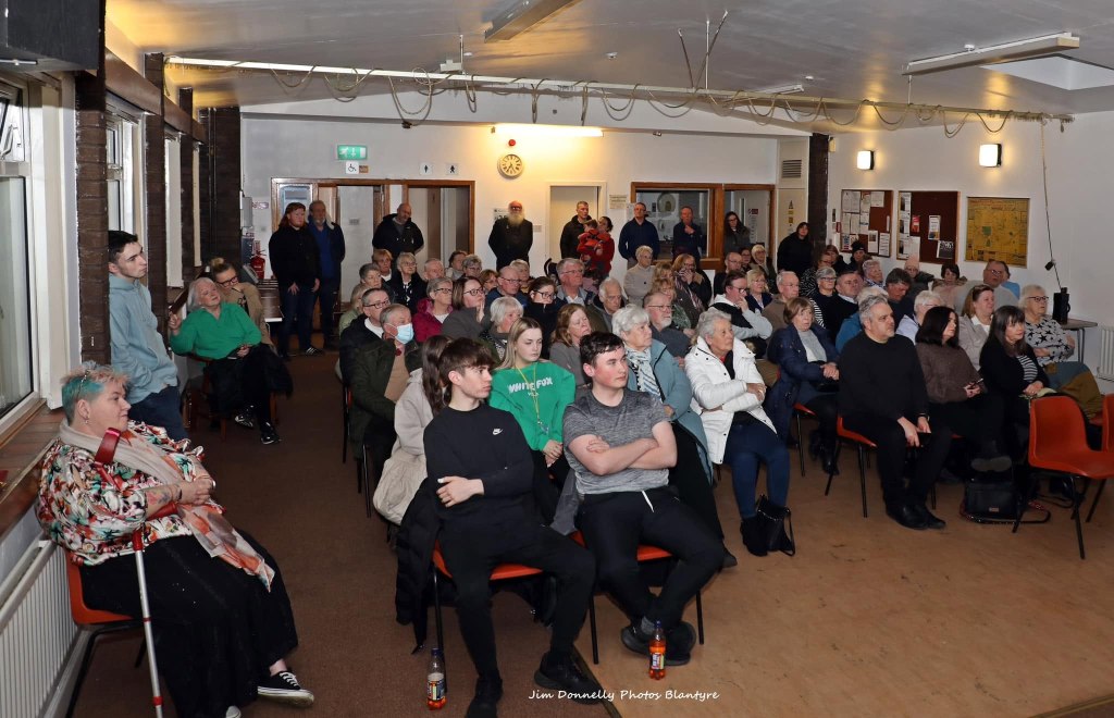 Residents and speakers at a Blantyre Community Council meeting
