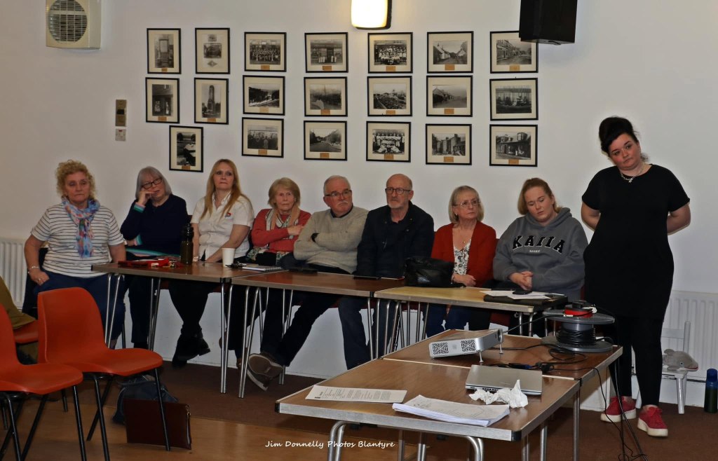 Residents and speakers at a Blantyre Community Council meeting